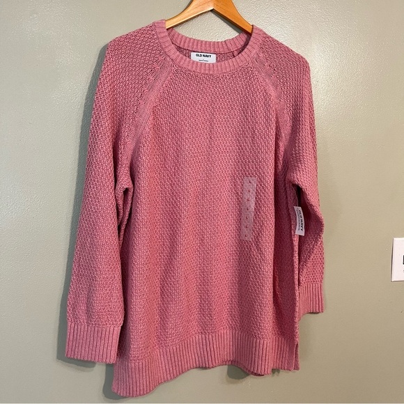 Old Navy Womens Cotton Blend Knit Crew Neck Pullover Sweater Pink L NWT - Picture 4 of 12